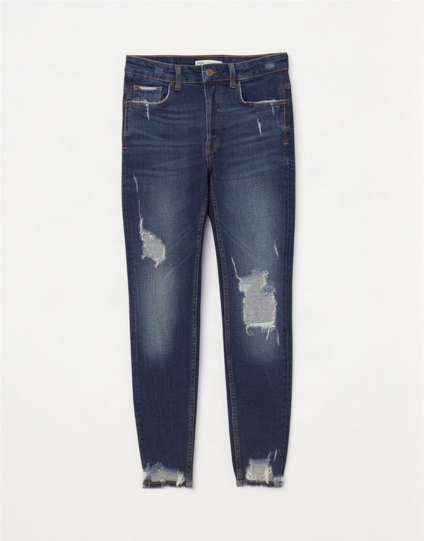 Zara Herre Distressed Skinny Jeans EU 40 Medium W31 L28 Blå
