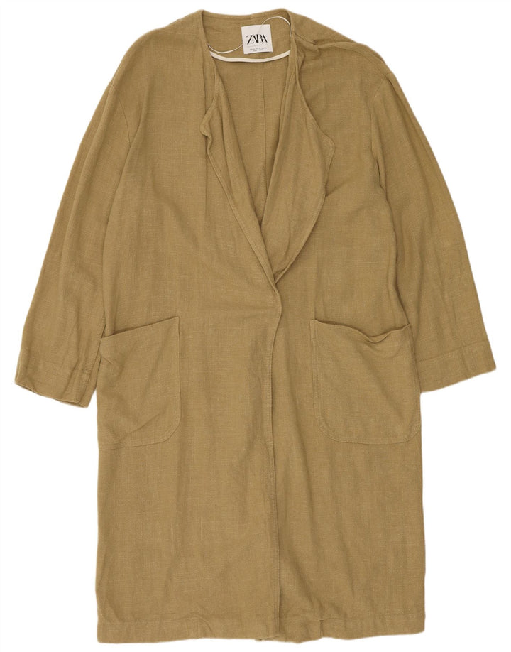 Zara Oversized Trench Coat til kvinder, UK 6 XS Khaki Viscose