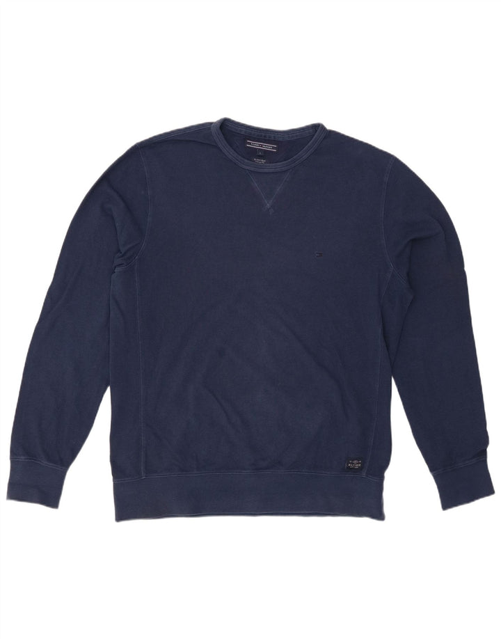 TOMMY HILFIGER Herre Vintage Fit Sweatshirt Jumper Stor marineblå bomuld
