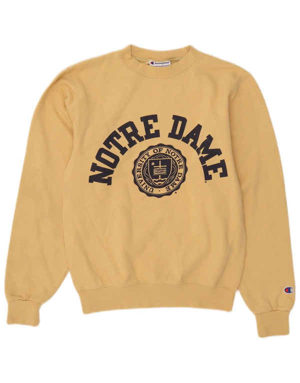 Champion Herre Notre dame academy Grafisk Sweatshirt Jumper XS Gul Bomuld