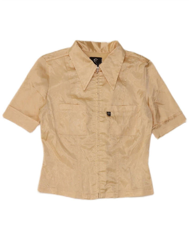 Easy Womens Crop kortærmet skjortebluse UK 10 Small Beige Polyester