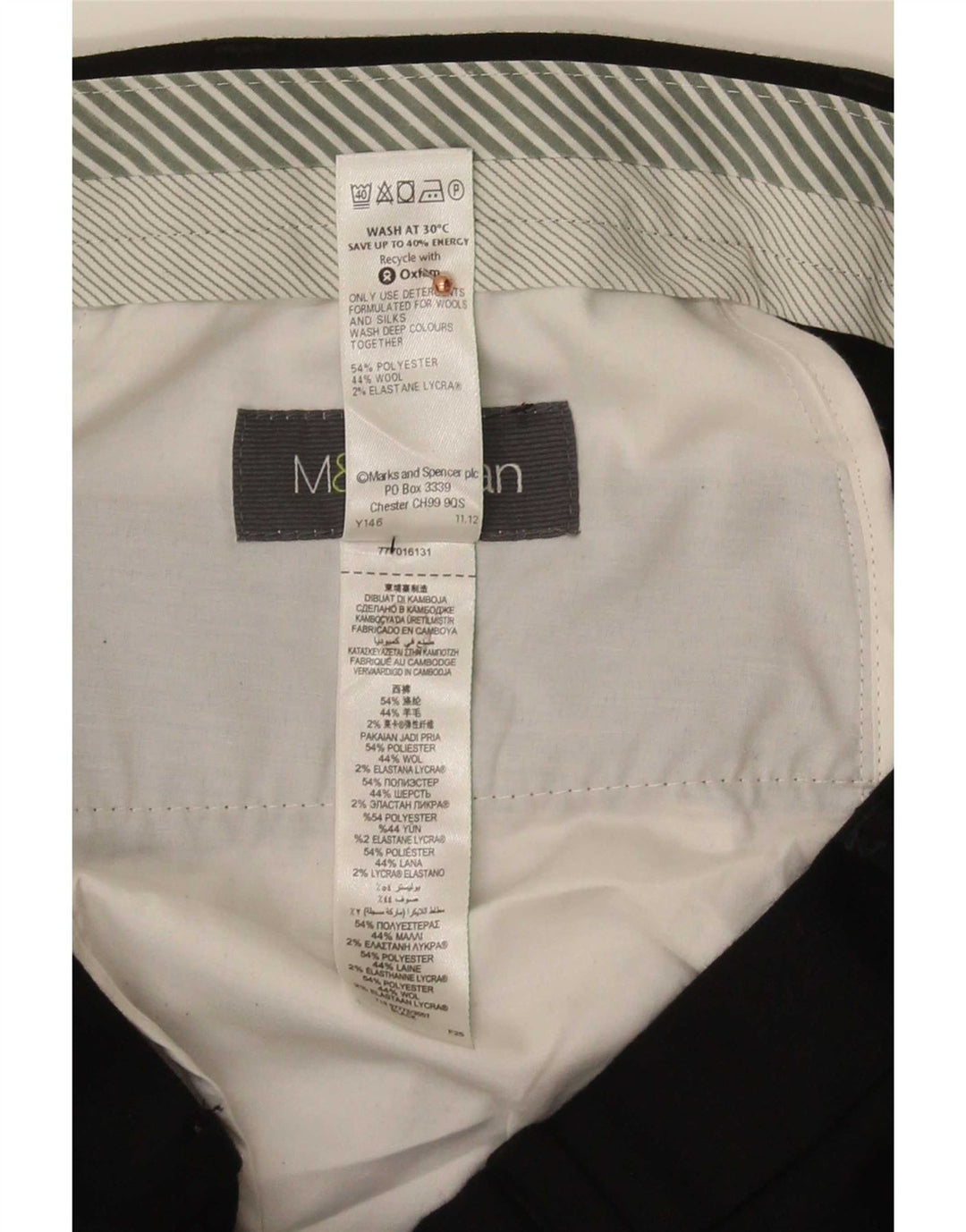 Marks & Spencer Straight Suit Bukser til mænd W34 L33 Sort polyester