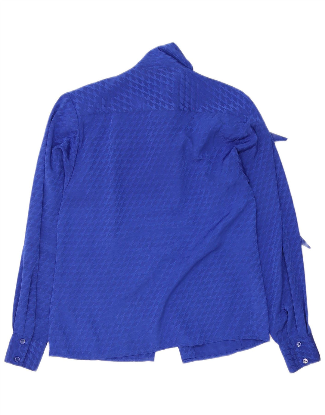 Evan Picone Womens Front Tie Shirt Bluse US 4 Small Blue Houndstooth