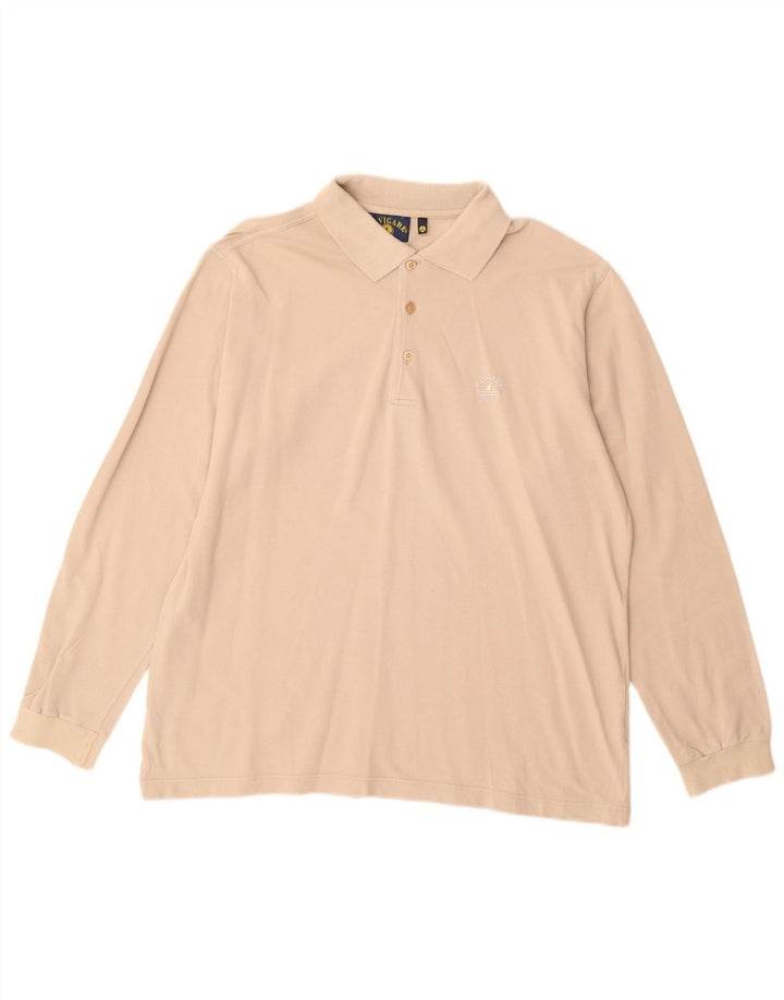 NAVIGARE Langærmet poloshirt til mænd XL beige bomuld