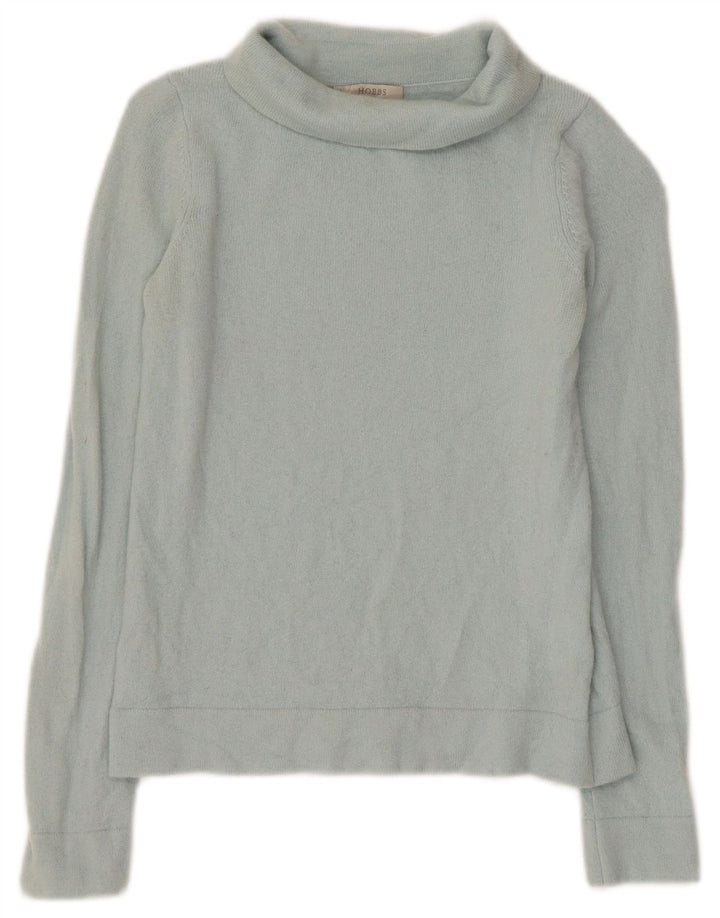 Hobbs Dame Crop Roll Neck sweater UK 4 XS Blue Wool