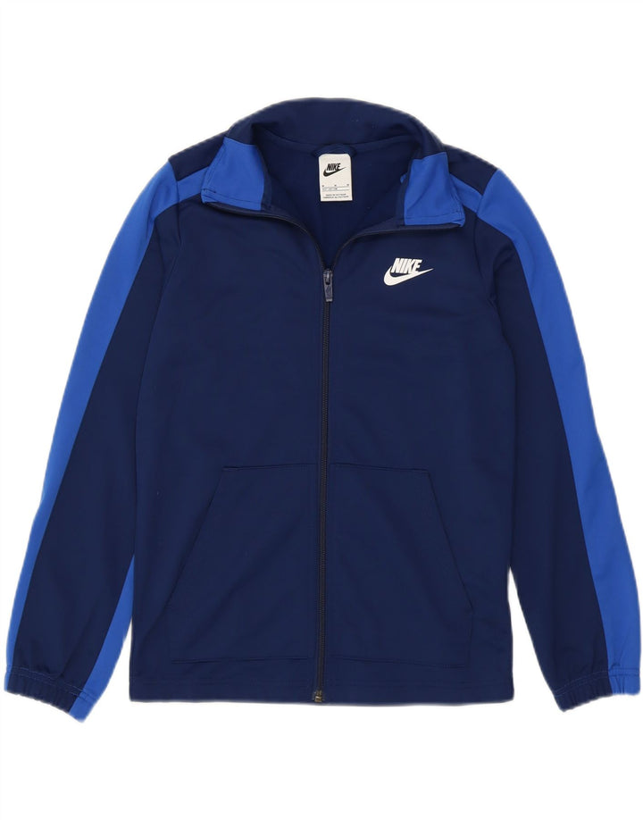 NIKE Boys Tracksuit Top Jacket 10-11 Years Medium Navy Blue Colourblock Vintage Nike and Second-Hand Nike from Messina Hembry 