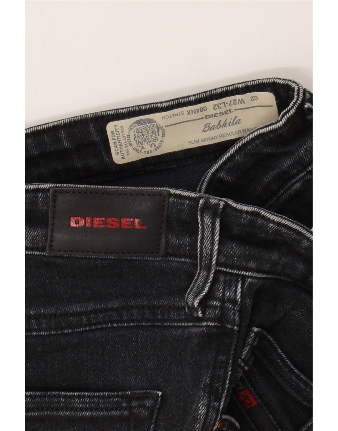 DIESEL Dame Babhila Regular Fit Slim Skinny Jeans W27 L27 sort bomuld