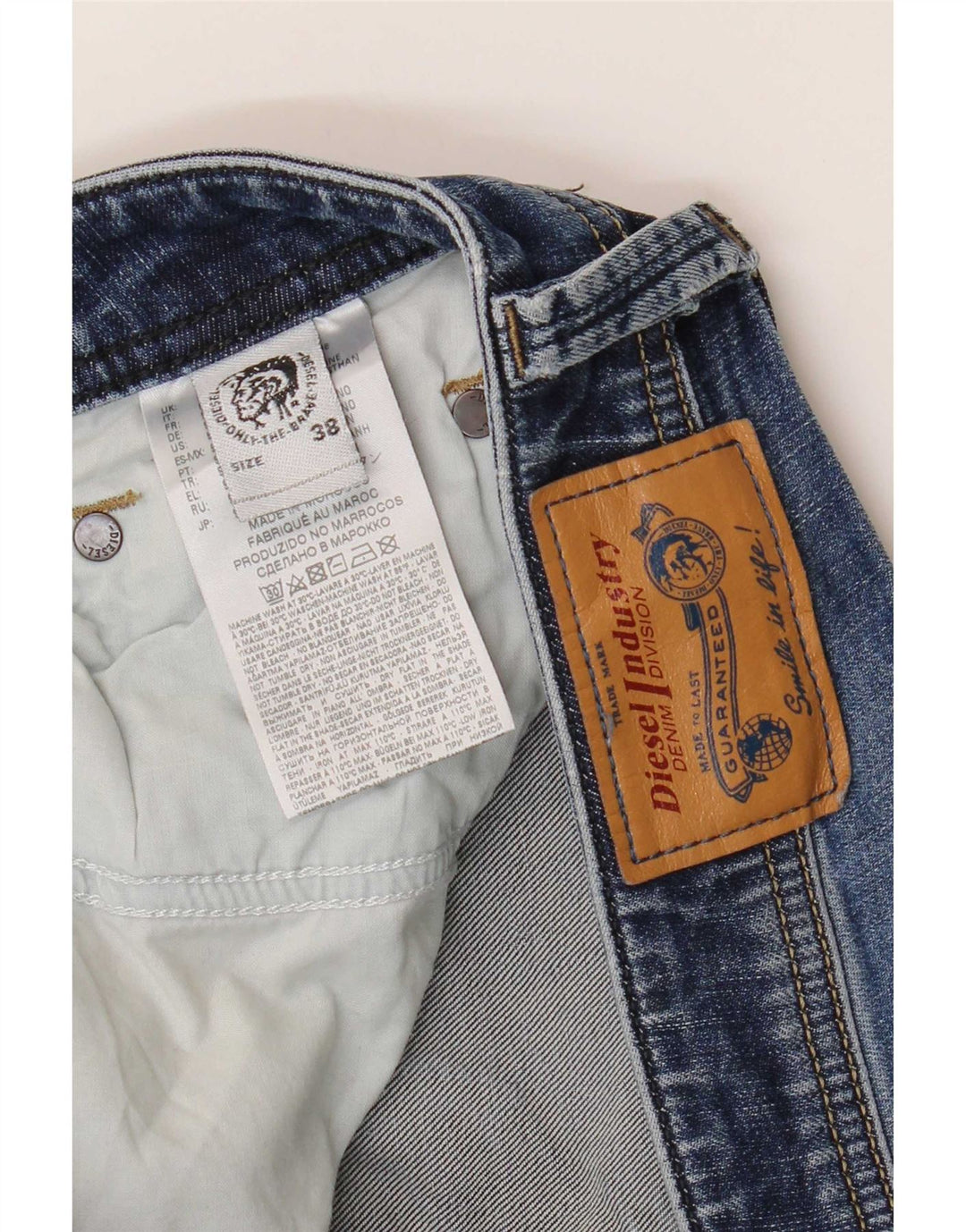 Diesel Herre Straight Jeans W38 L34 Blå Bomuld