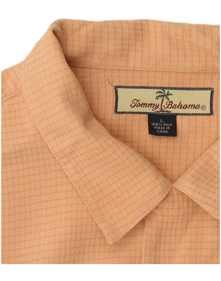 Tommy Bahama Kortærmet Herreskjorte Stor Orange Ternet Silke