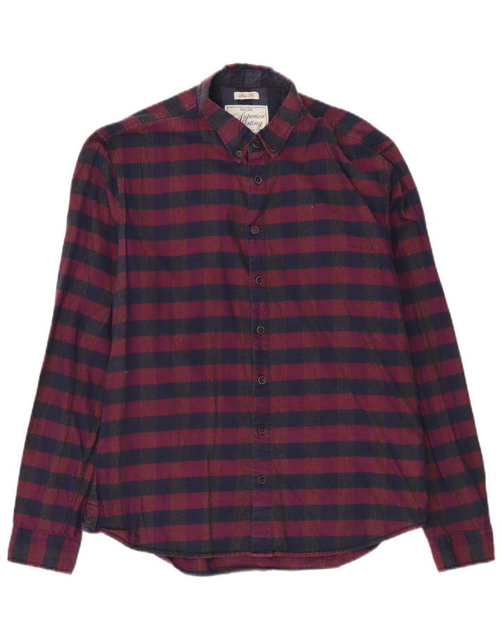 Joules Herre Slim Fit Flanell Shirt Medium Burgundy Gingham Cotton