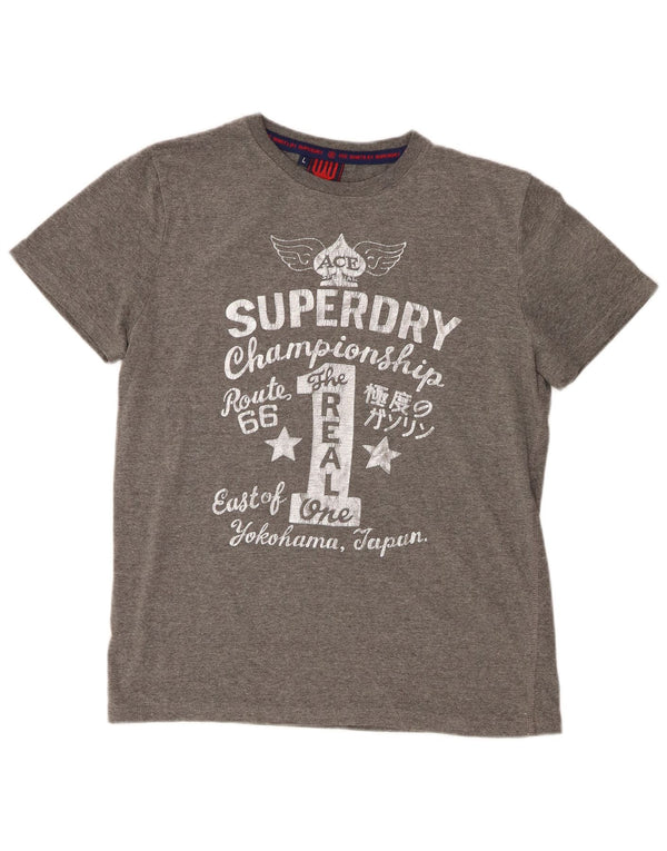 Superdry Grafisk T-shirt top til mænd, stor grå bomuld