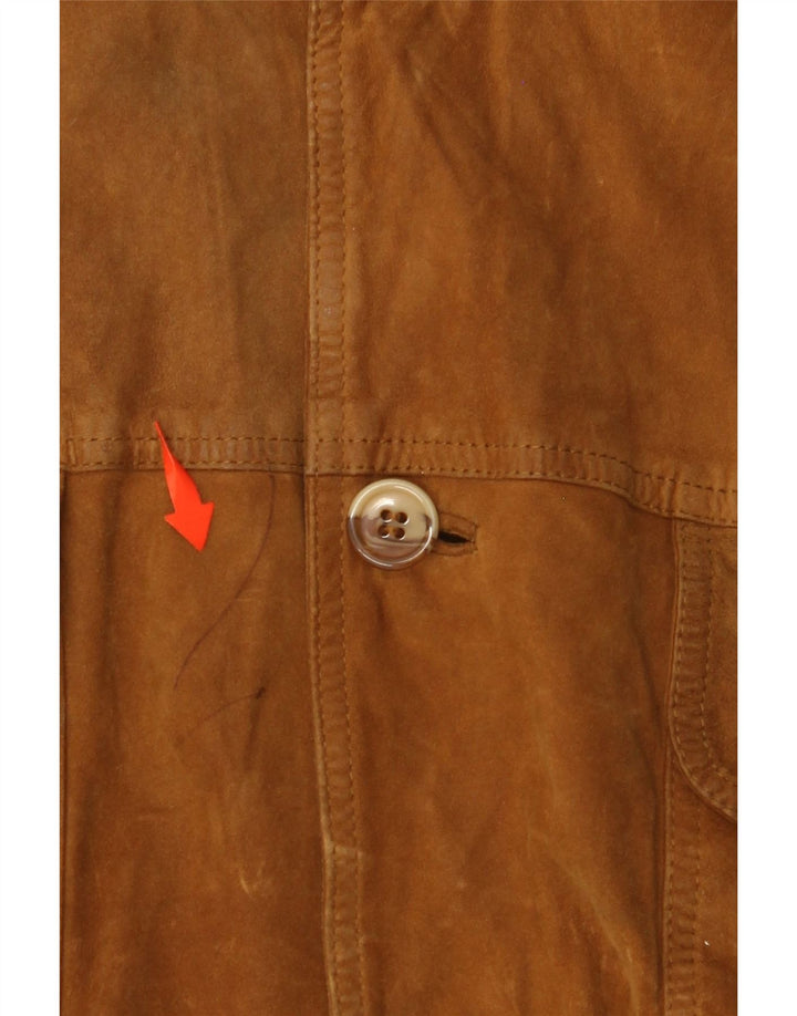 VINTAGE Herre Bomber Ruskindsjakke IT 54 2XL Brunt Læder