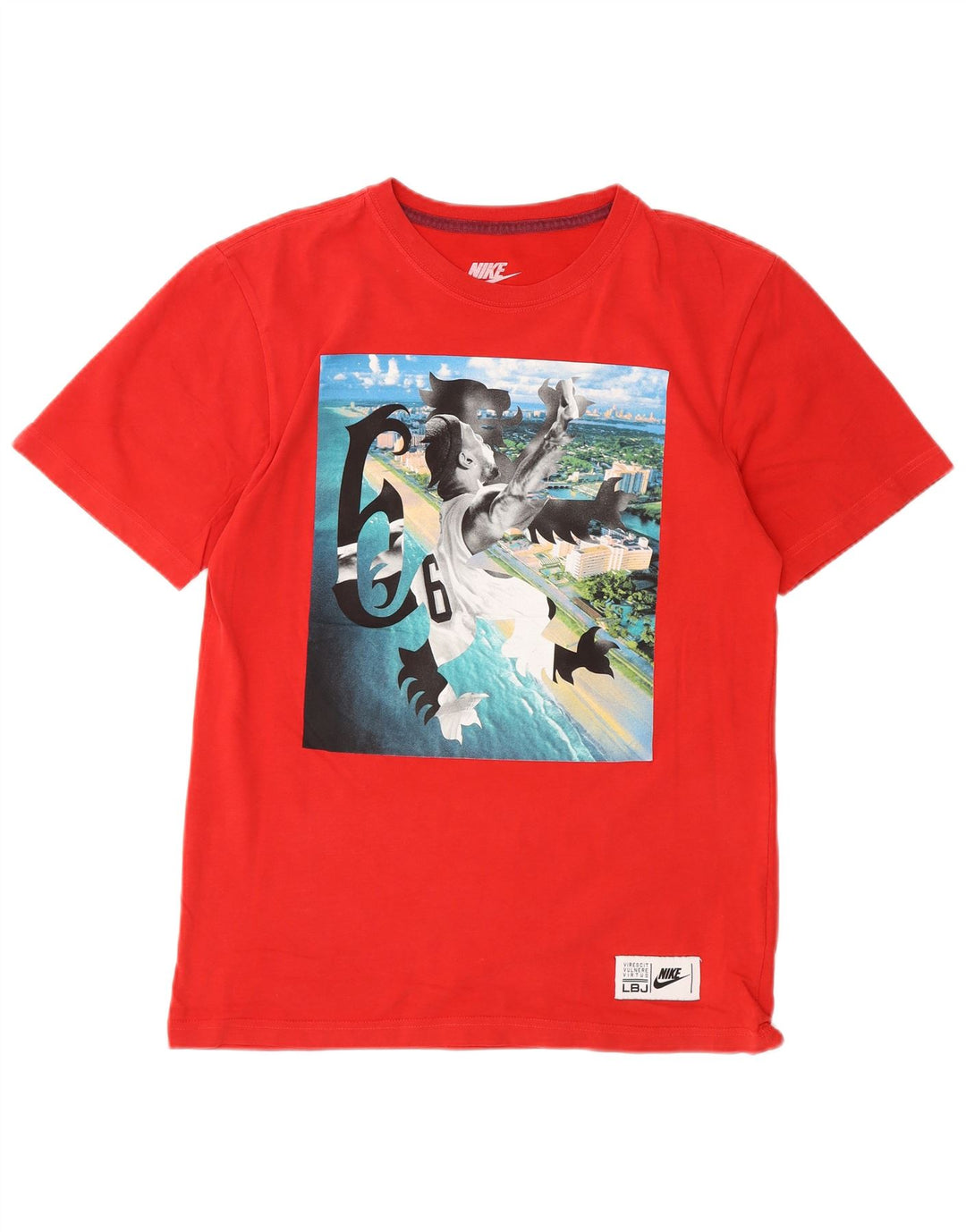 Nike Herre Regular Fit Grafisk T-Shirt Top Lille Rød Bomuld