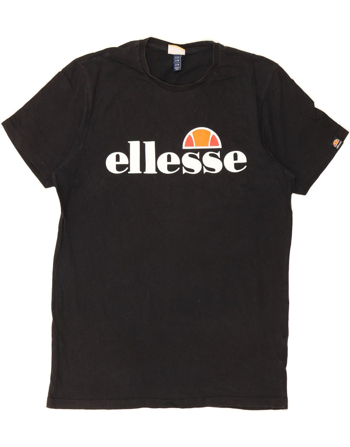 ELLESSE Mens Graphic T-Shirt Top Medium Black Cotton Vintage Ellesse and Second-Hand Ellesse from Messina Hembry 
