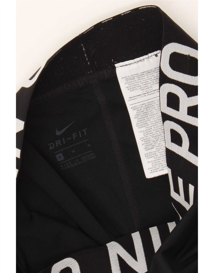 Nike Dame Dri Fit Grafiske Leggings UK 12 Medium Sort Polyester