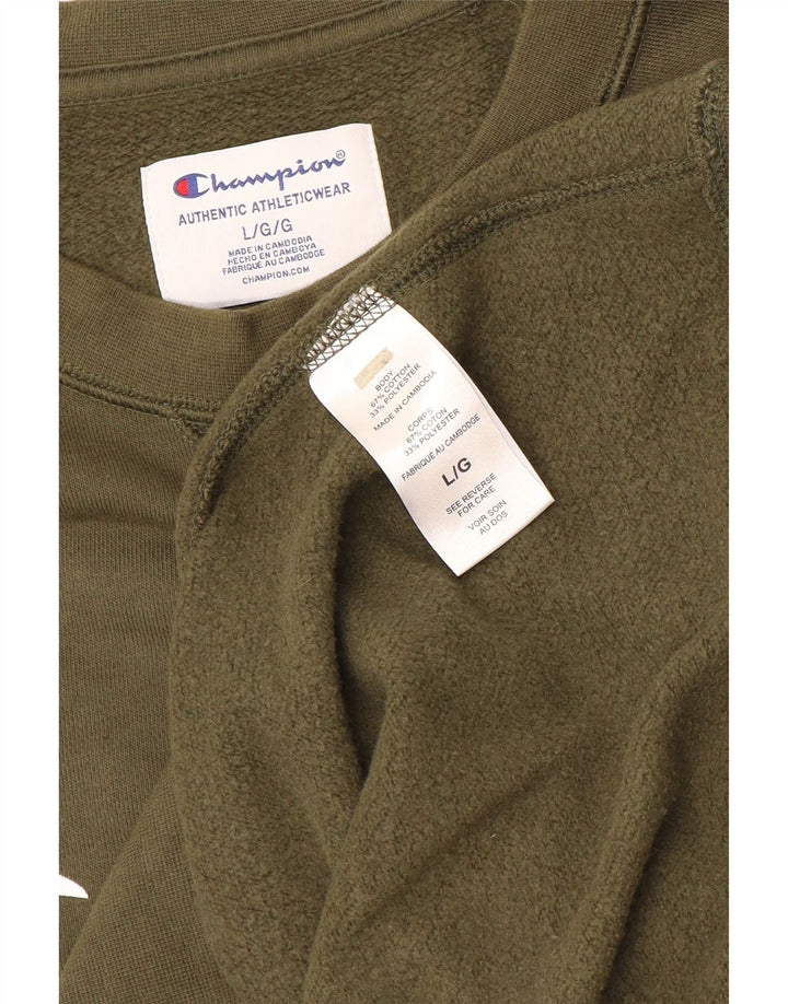 Champion Herre Grafisk Sweatshirt Jumper Large Khaki Bomuld