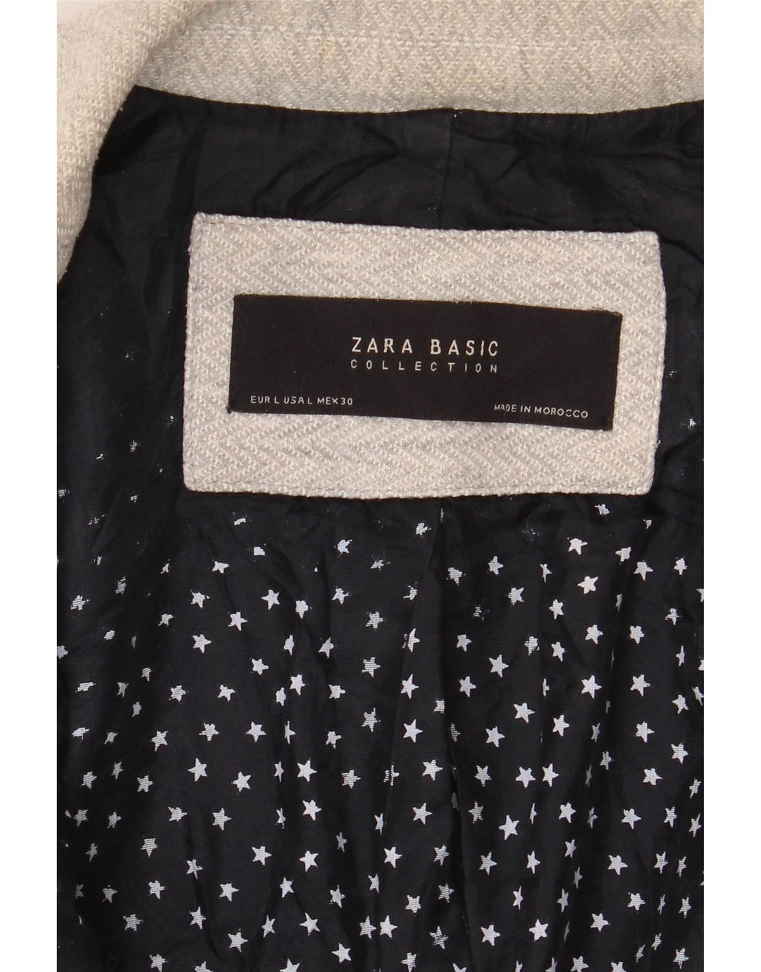 Zara Dame 1 Knap Blazer Jacket UK 16 Large Grey Herringbone