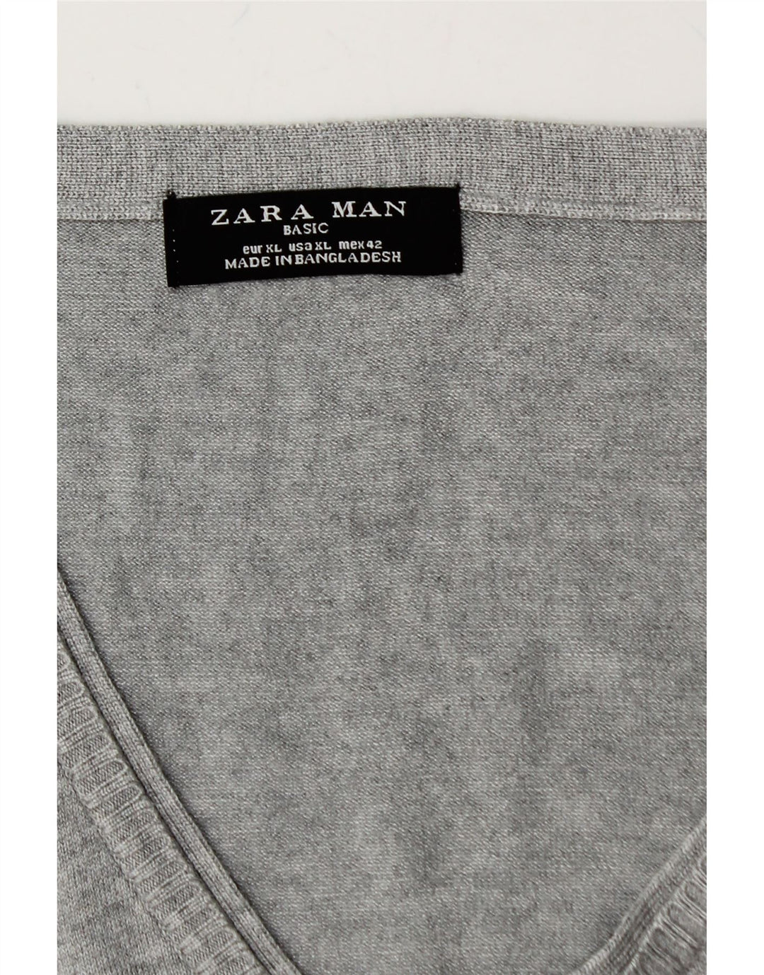 ZARA Mens V-Neck Jumper Sweater XL Grey Vintage Zara and Second-Hand Zara from Messina Hembry 