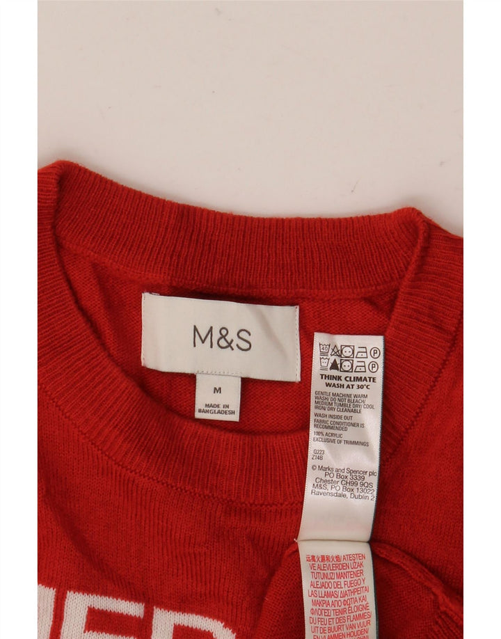 Marks & Spencer Herre grafisk rund hals sweater Medium rød jul