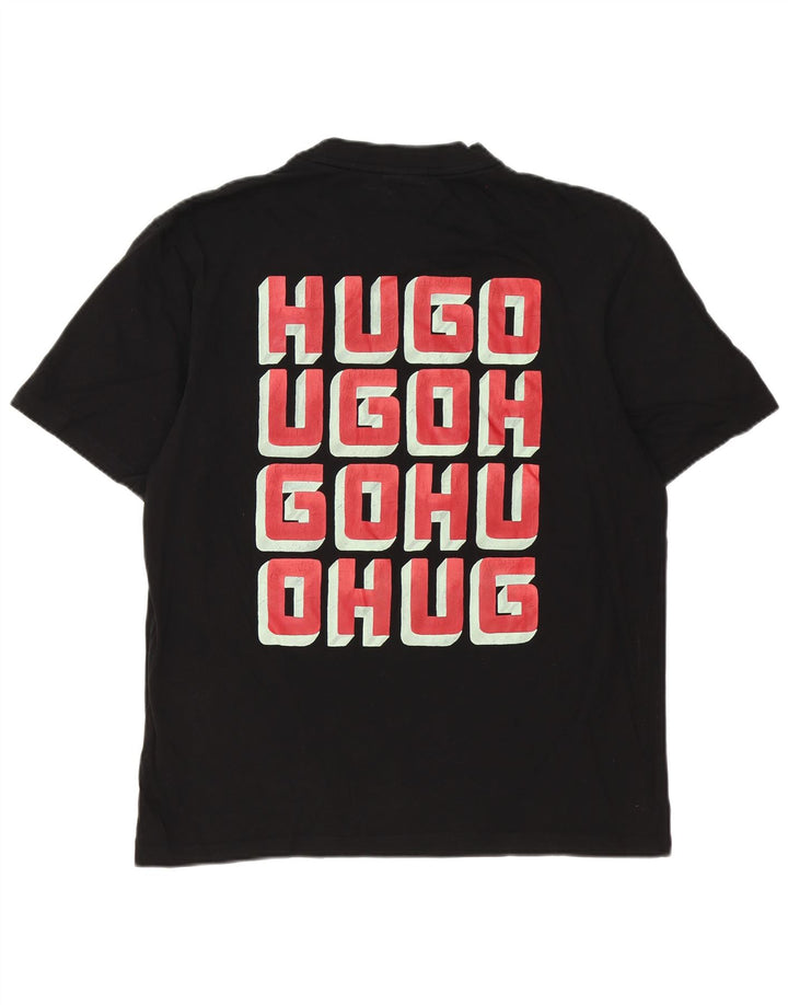 Hugo Boss Herre grafisk T-shirt Top Stor sort bomuld