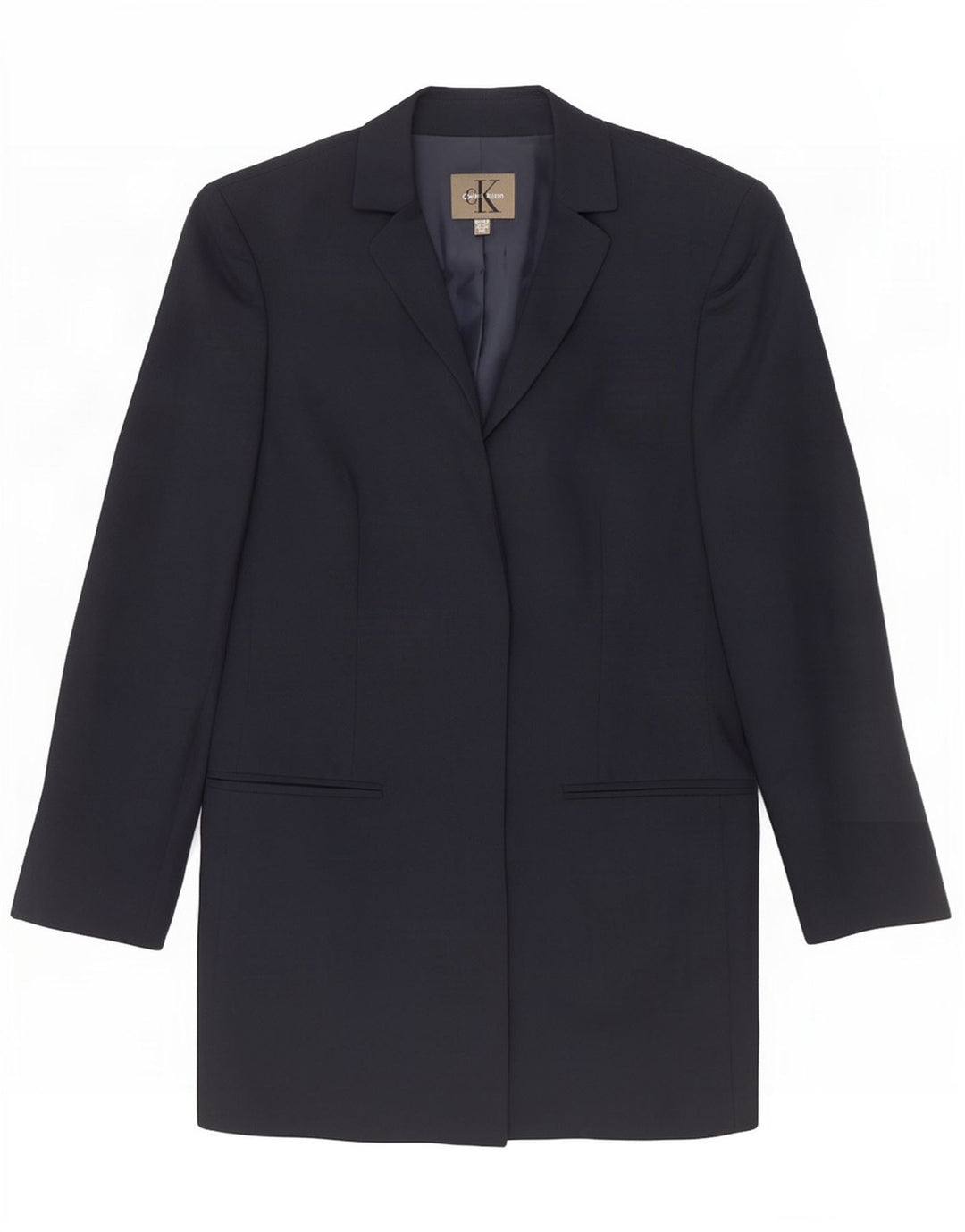 Calvin Klein Dame Longline Blazer Jacket EU 40 Medium Navy Blue