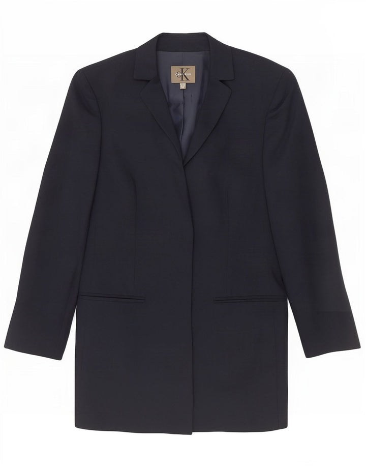 Calvin Klein Dame Longline Blazer Jacket EU 40 Medium Navy Blue