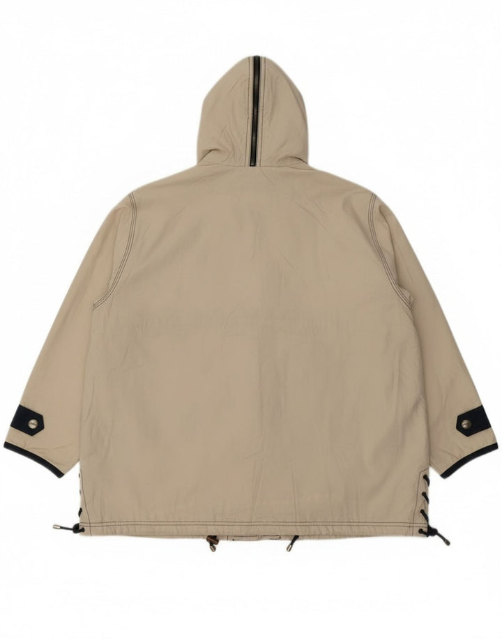 Vintage dame hætte oversize regnjakke UK 8 Small off white polyester