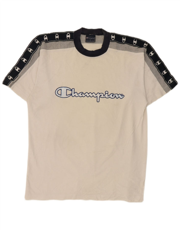 Champion Herre grafisk T-shirt Top Stor hvid Colourblock Bomuld