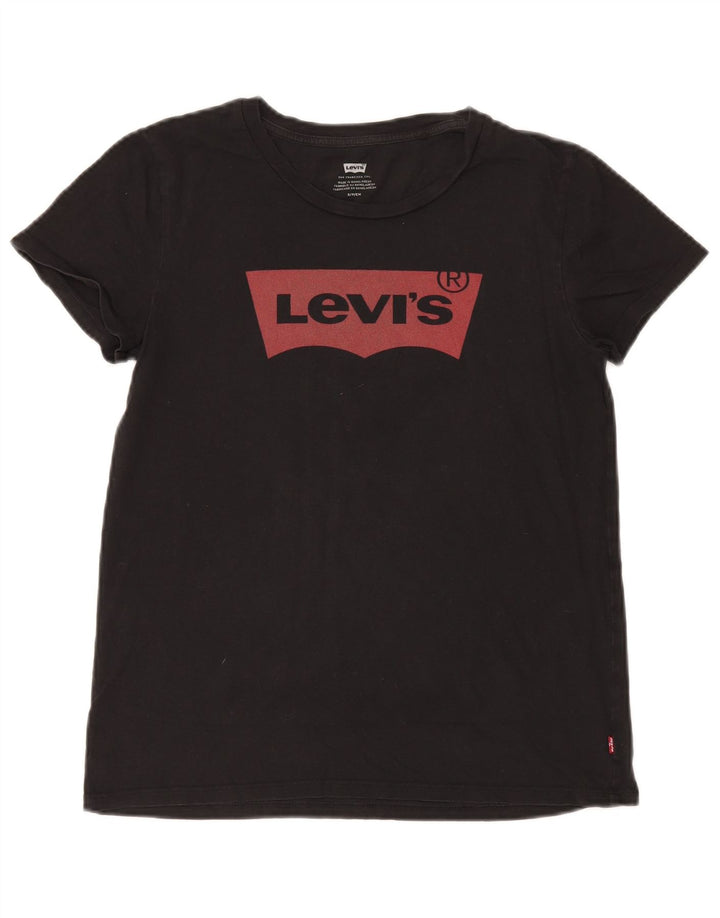 Levi's Dame Grafisk T-Shirt Top UK 10 Lille Sort