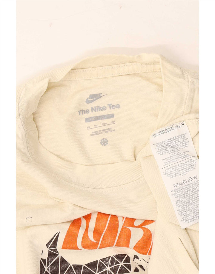 Nike Grafisk T-Shirt Top XS Beige Bomuld