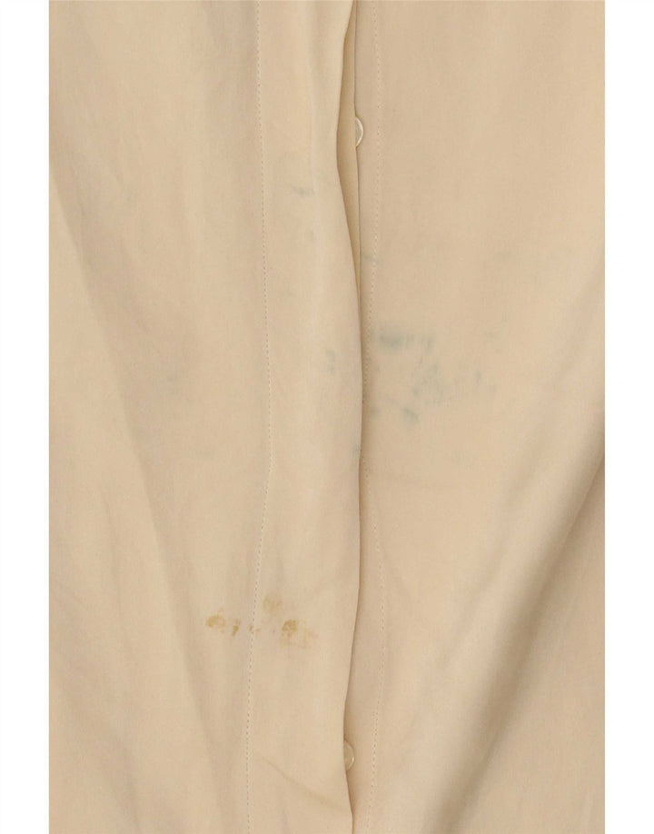 Vintage oversize skjorte til kvinder UK 8 Small Beige Silk