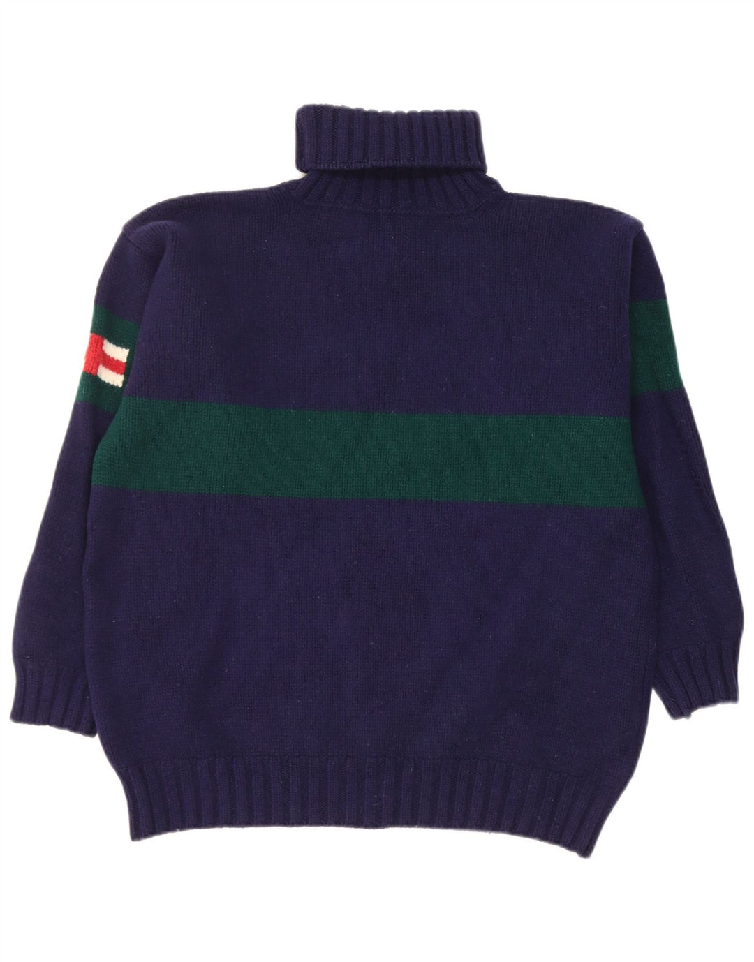 Hackett Dame Roll Neck Jumper Sweater UK 18 XL Navy Blue Colourblock Uld