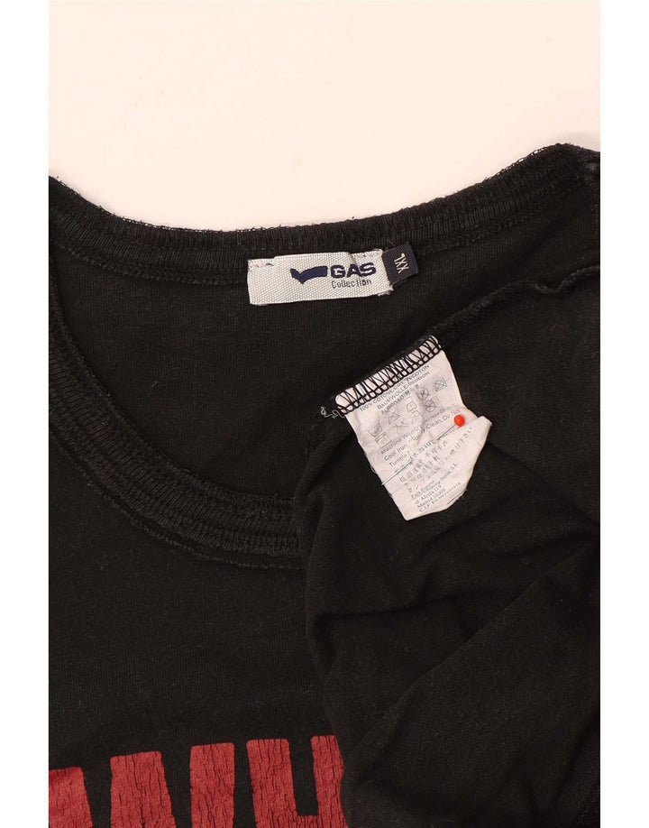 Gas Herre grafisk top langærmet 2XL sort bomuld
