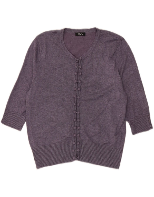 M&Co Womens Crop 3/4-ærmet cardigantrøje UK 12 Medium Lilla Viscose