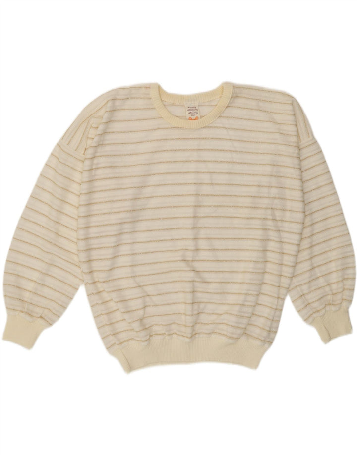 Vintage dame sweater med rund hals EU 42 stor hvid stribet