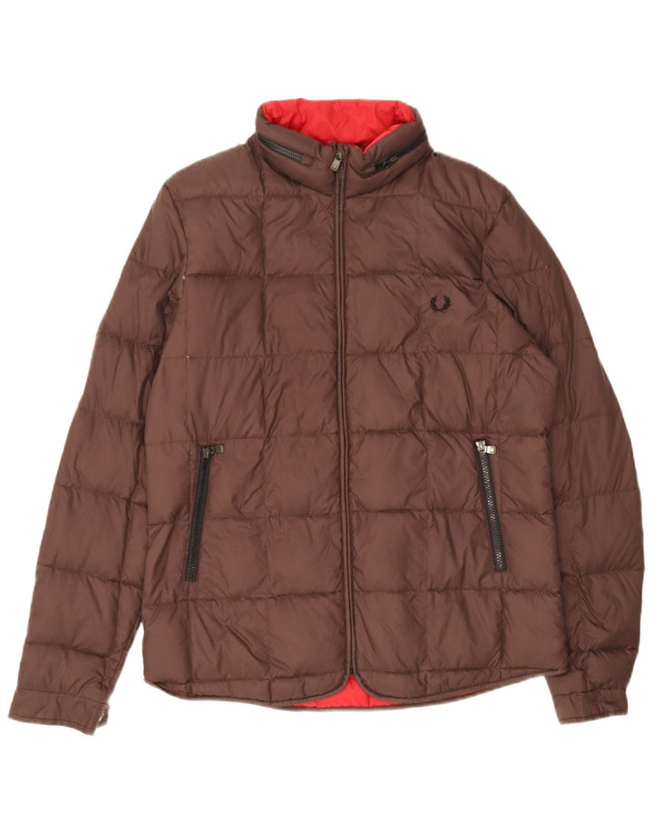Fred Perry Herre hættepolstret jakke UK 38 Medium Brun Nylon