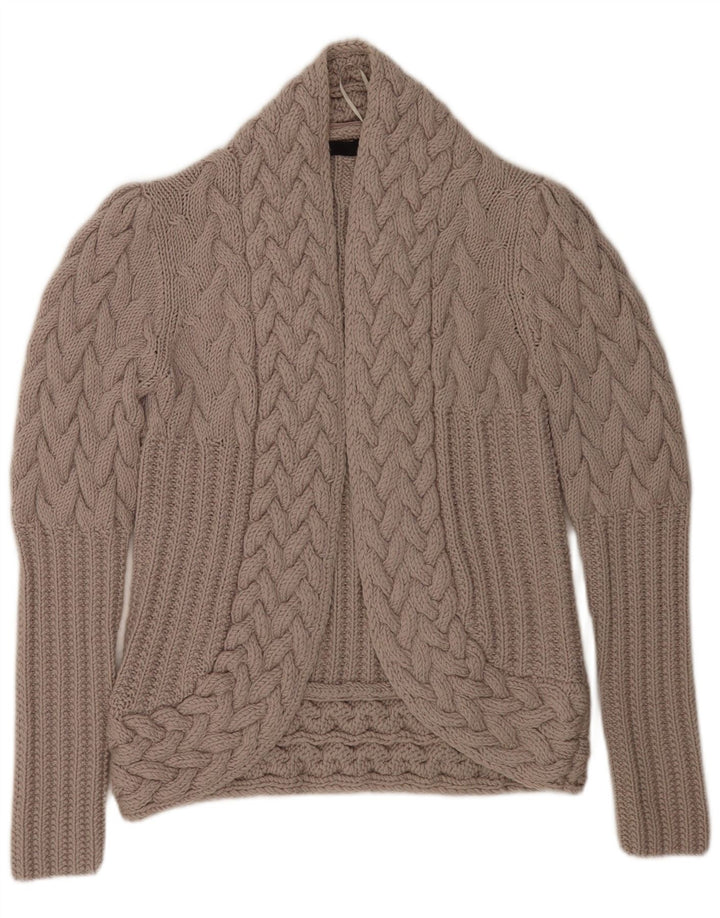 Reiss Womens Open Cardigan Sweater UK 14 Medium Beige Uld