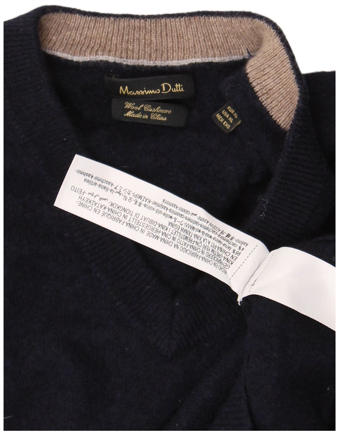 Massimo Dutti Dame V-hals sweater UK 18 XL Marineblå Uld