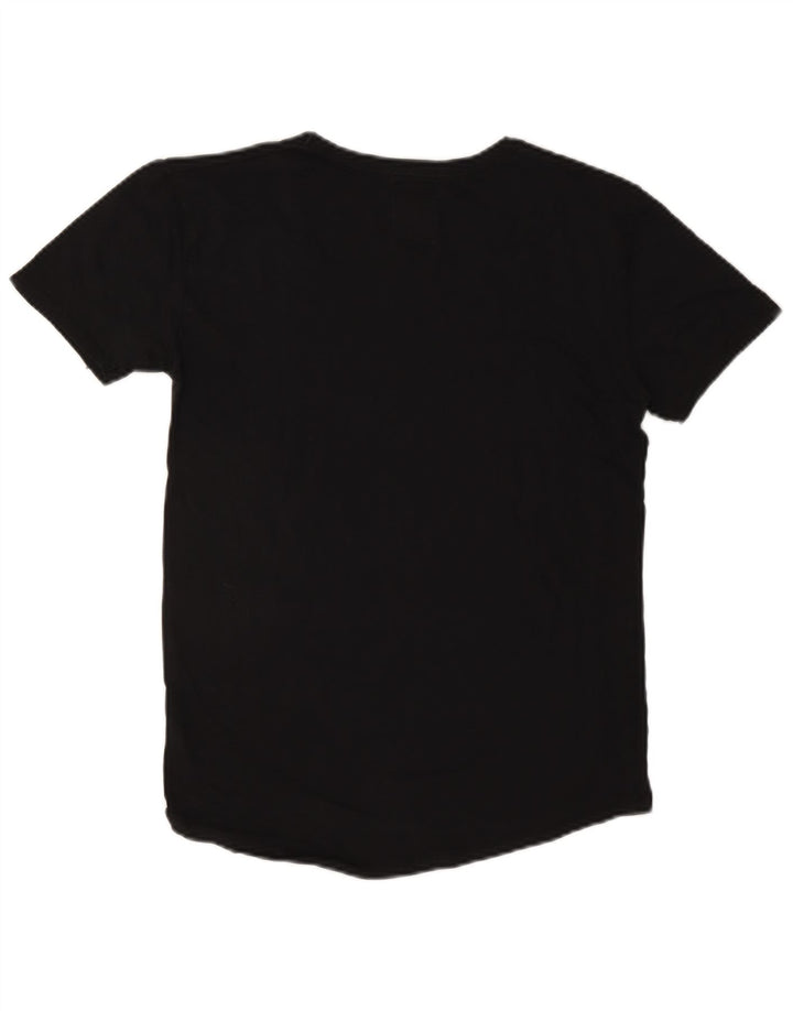 ZARA Dame T-Shirt Top UK 12 Medium Sort Bomuld