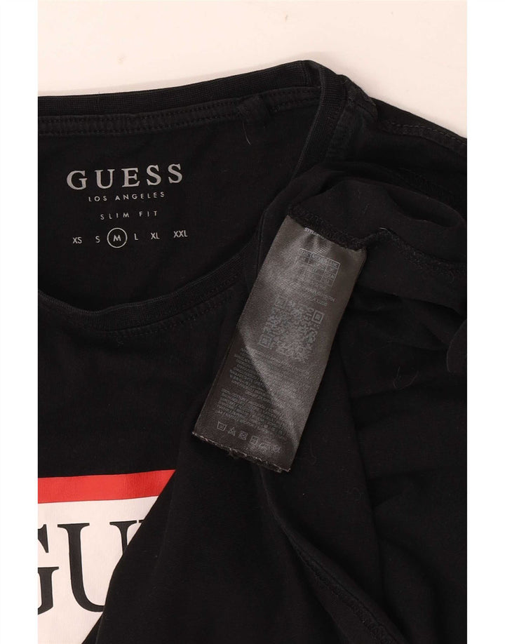 Guess Herre Slim Fit Grafisk T-Shirt Top Medium Sort Bomuld