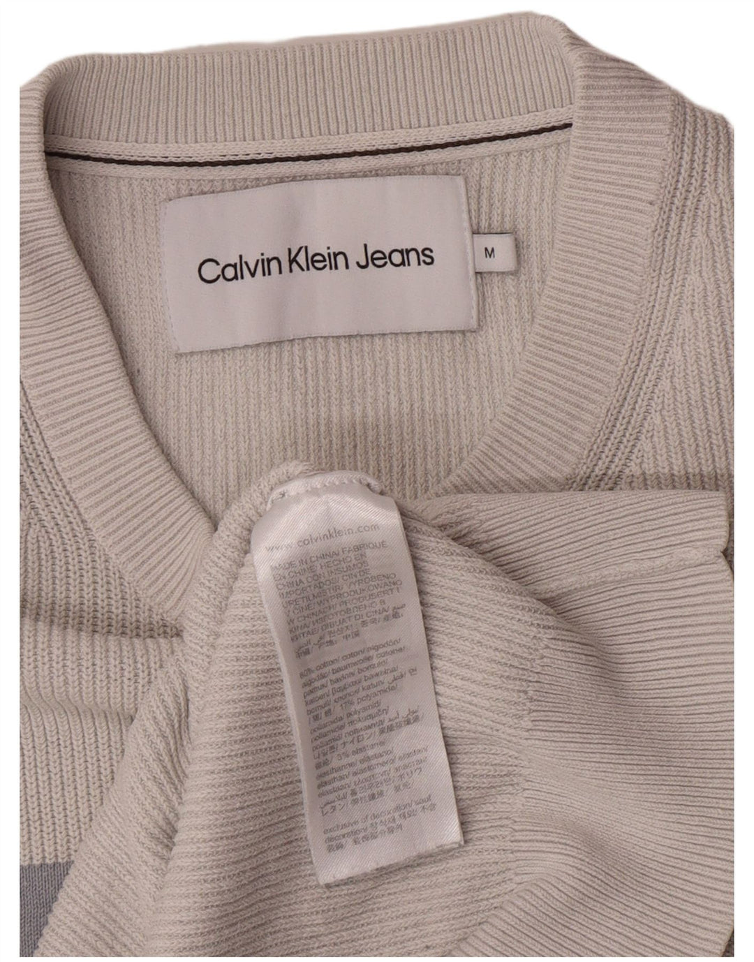 Calvin Klein jeans til mænd med rund hals sweater mellemgrå farveblok