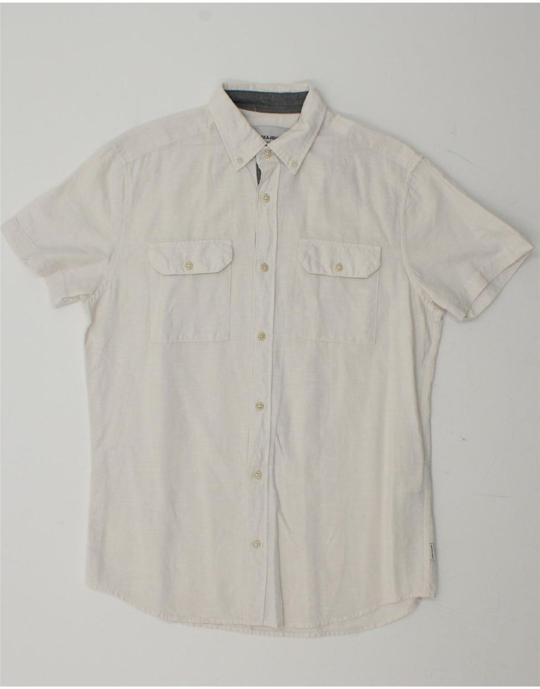 JACK & JONES Mens Core Short Sleeve Shirt Medium White Cotton Vintage Jack & Jones and Second-Hand Jack & Jones from Messina Hembry 