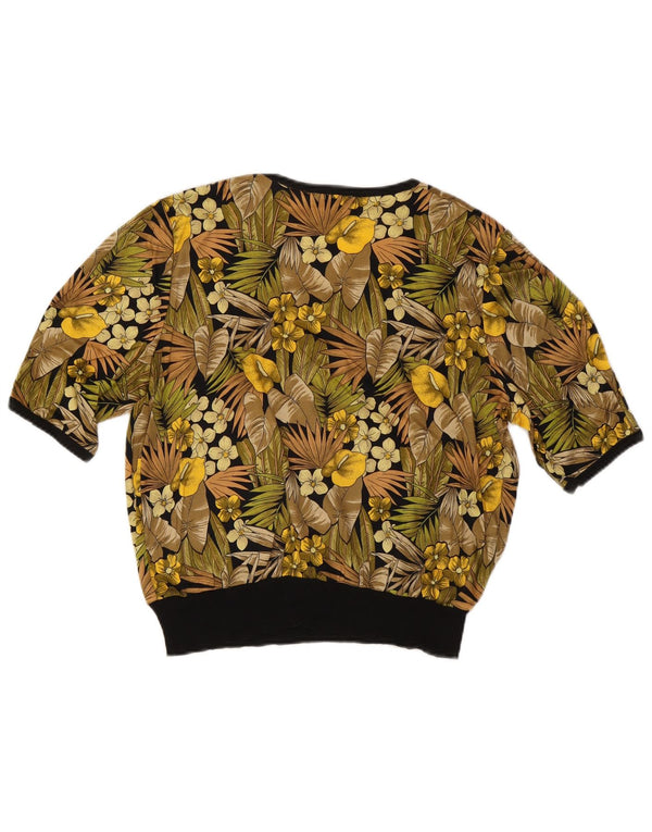 Vintage damebluse top IT 48 XL flerfarvet blomsterbomuld