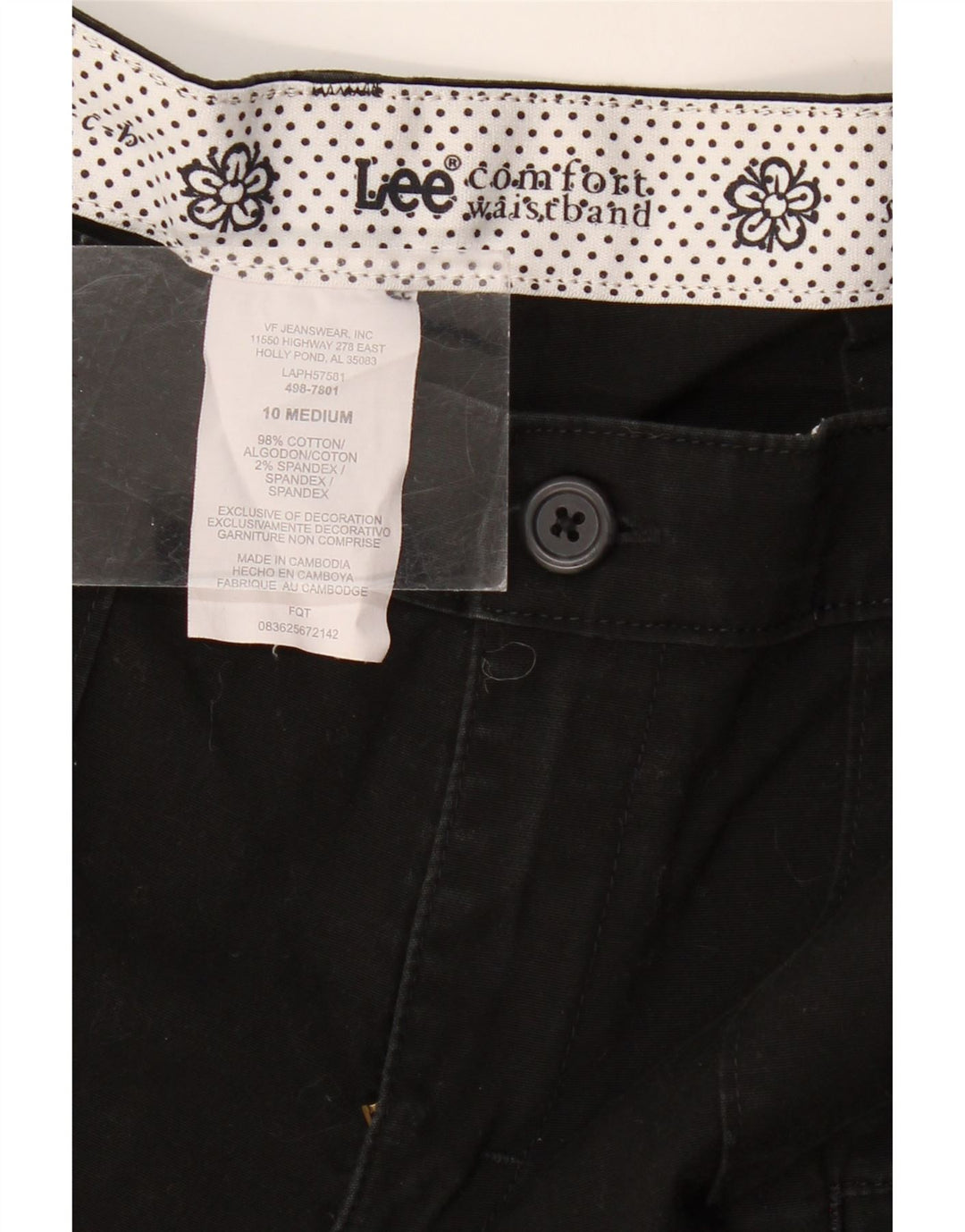Lee Womens Cargo Shorts US 10 Large W32 Black Bomuld