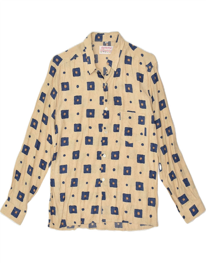VINTAGE Womens Shirt EU 36 Small Beige Geometric Viscose | Vintage Vintage | Thrift | Second-Hand Vintage | Used Clothing | Messina Hembry 