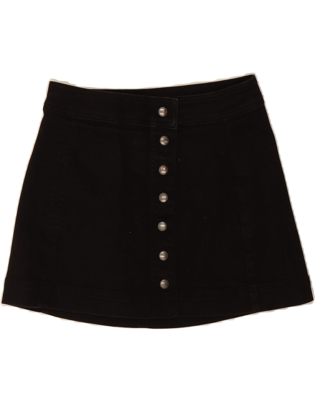 VINTAGE Womens Mini Denim Skirt US 4 Small W28 Black Cotton Vintage Vintage and Second-Hand Vintage from Messina Hembry 