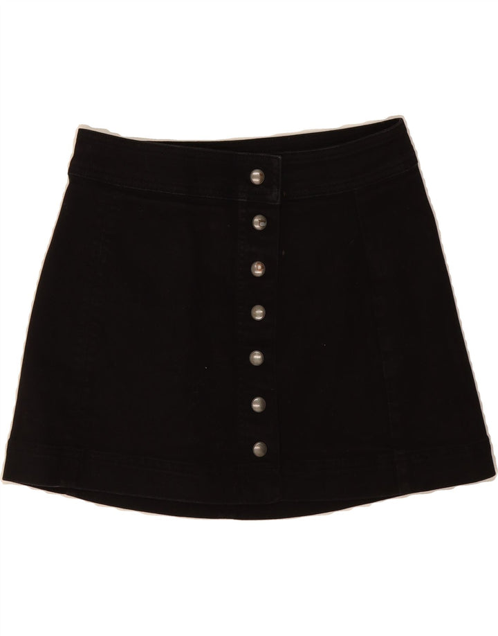 VINTAGE Womens Mini Denim Skirt US 4 Small W28 Black Cotton Vintage Vintage and Second-Hand Vintage from Messina Hembry 