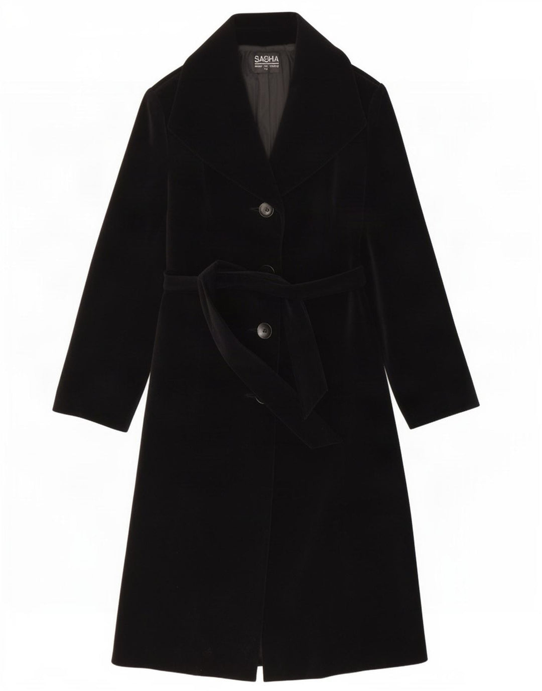 Sasha Womens Velvet Overcoat UK 16 Large Black Bomuld