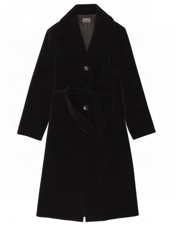 Sasha Womens Velvet Overcoat UK 16 Large Black Bomuld