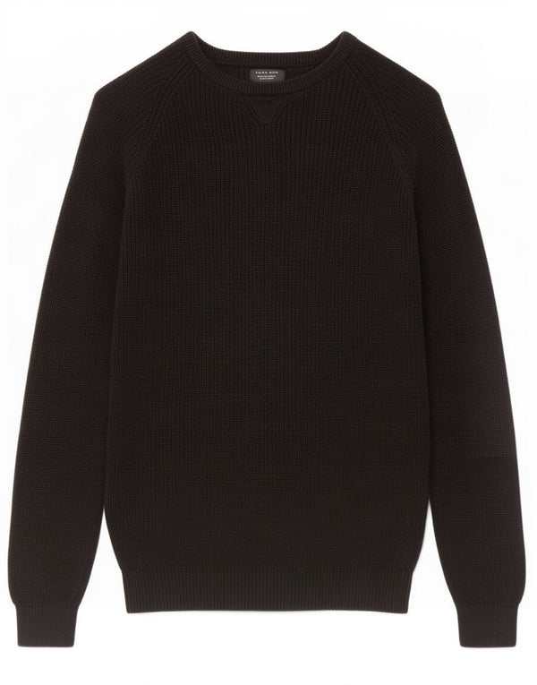 Zara Herre Boat Neck Jumper Sweater Stor Sort Bomuld